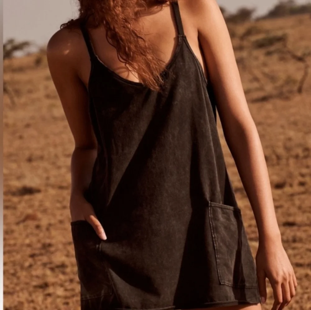 🔥 NWOT!! 🔥 Free People Hot Shot Mini Dress washed black Size S